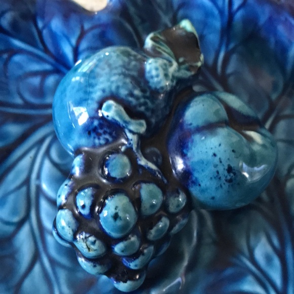 Vintage Inarco Japan Mood Indigo Double Leaf Plate Tray Dish 3D - Picture 3 of 7